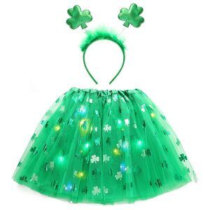 1397 St. Patrick's Day Costume Set Green Headband Skirt